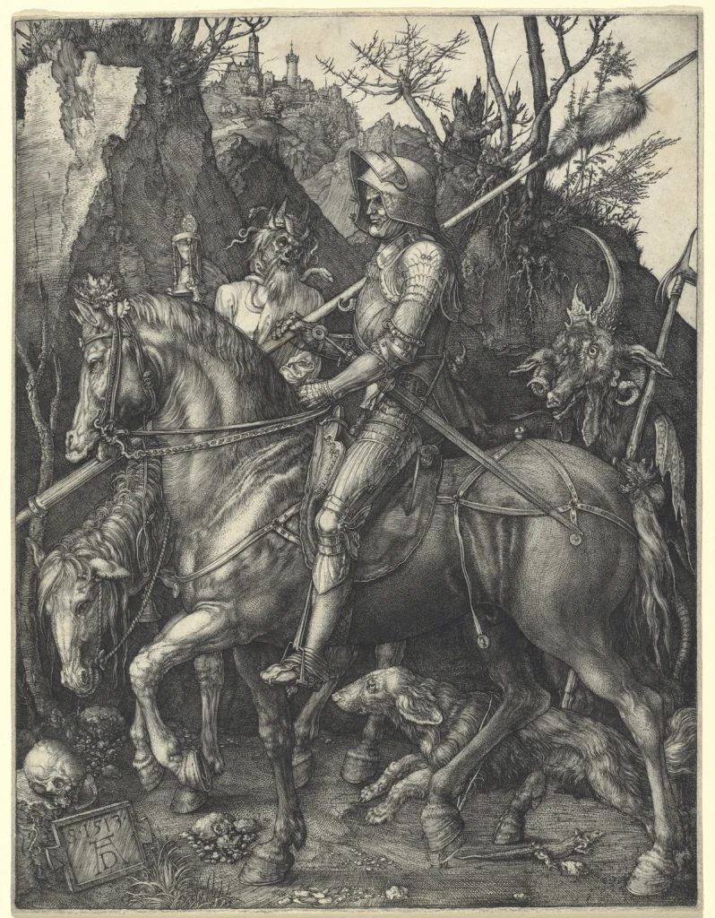 Albrecht Dürer. Knight, Death and the Devil (or Ritter, Tod und Teufel) (1513), engraving. Courtesy - Wikipedia