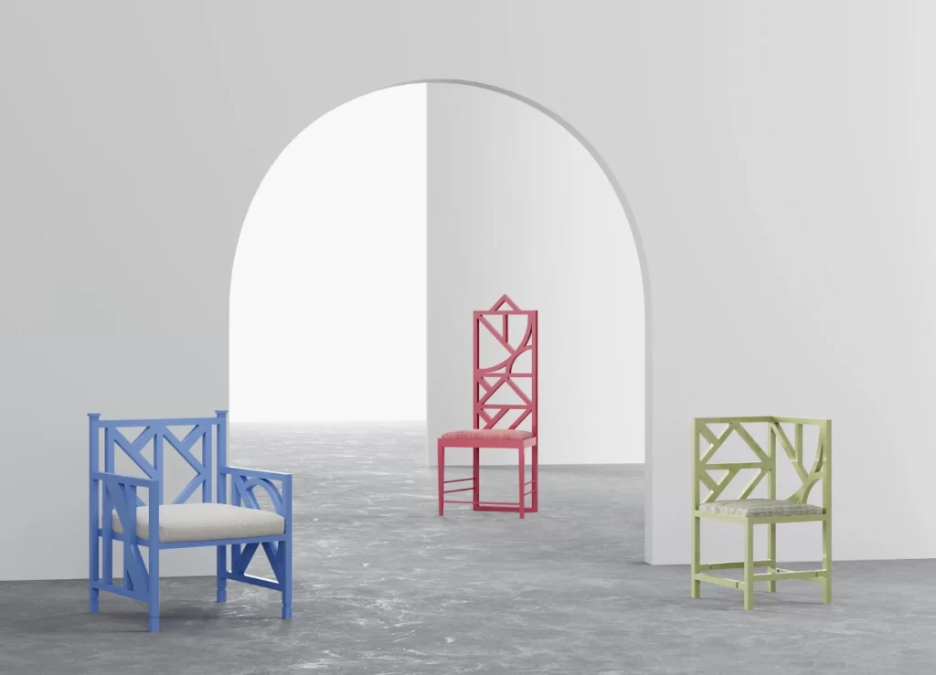 Studio Nyn's three chairs in a room