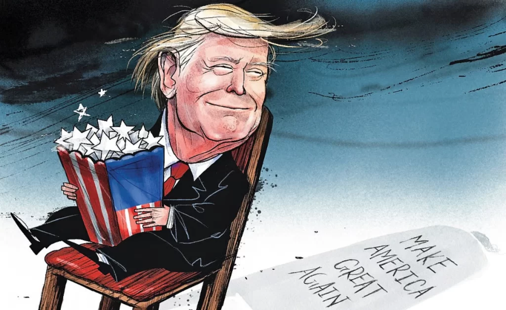 An illustration featuring Trump