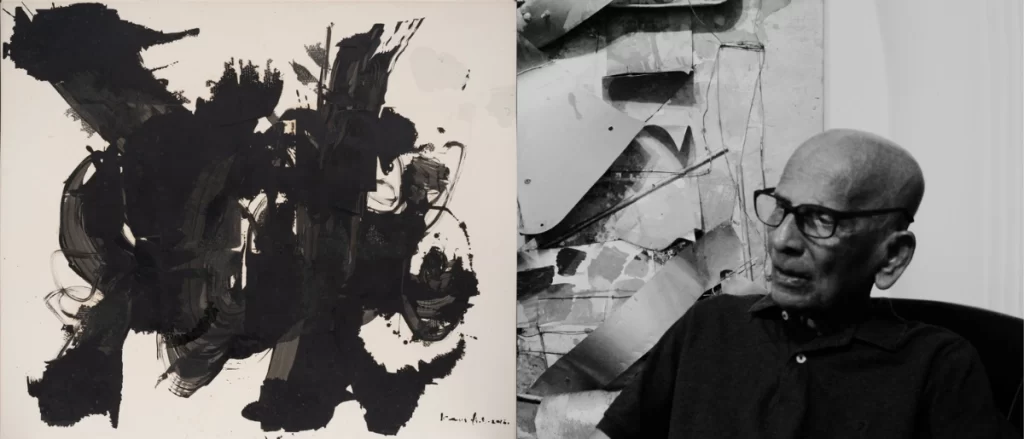 L - H A Karunaratne, 2019, Untitled, Mixed Media on Board, 88 x 102 cm R - H A Karunaratne