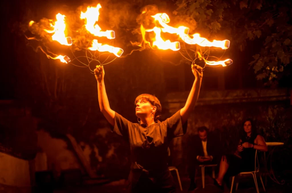 Arta Raituma's fire performance in Lisbon