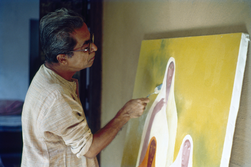 Haku Shah Painting on the Canvas