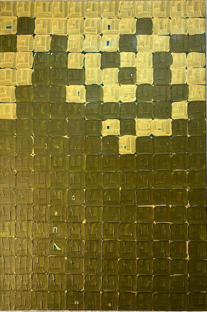 Gold leaves and dots on display by Luca at Bikaner House