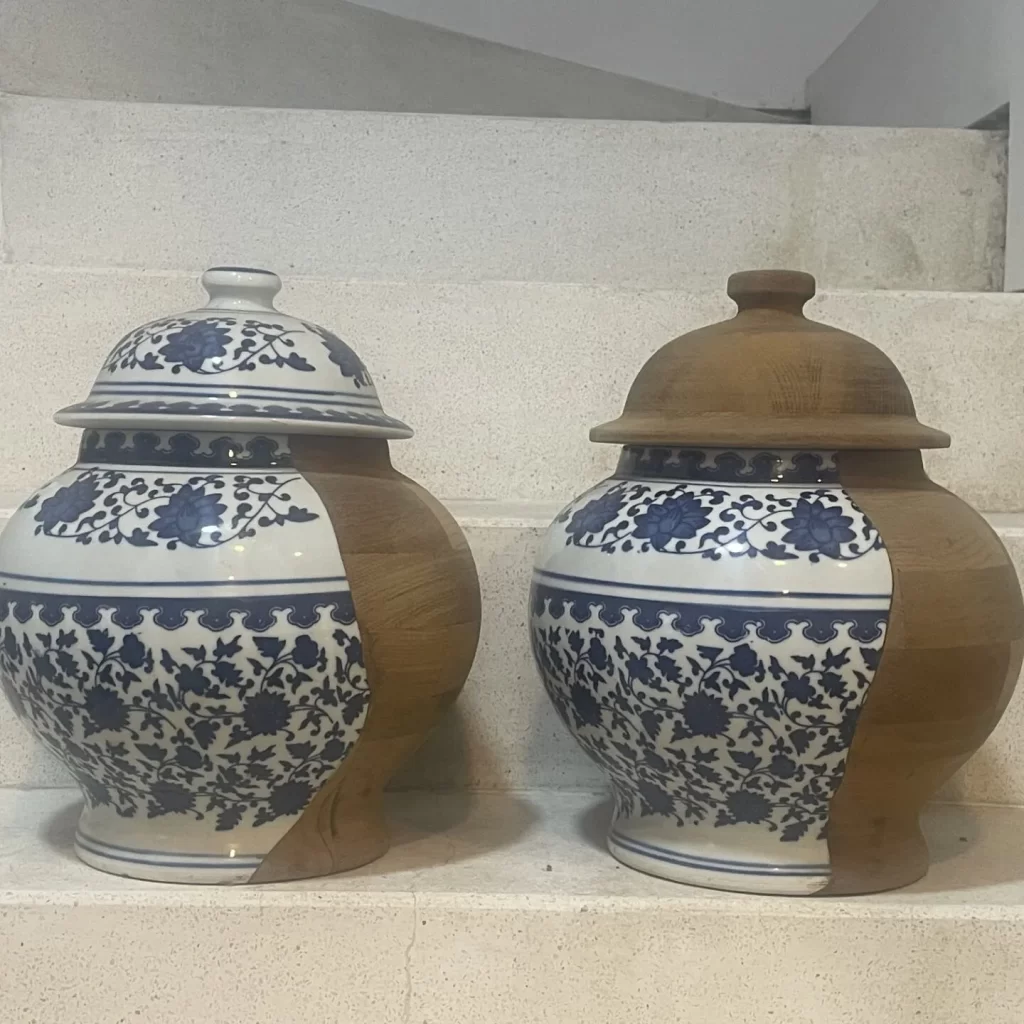 SUDARSHAN SHETTY, Untitled, Ceramic jars & reused teak, wood. Image Courtesy: Archana Khare Ghose
