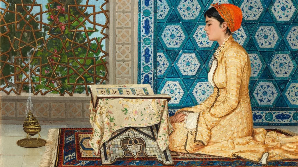 Hamdi Bey's, 1880,'Girl Reciting the Quran'(Public domain)