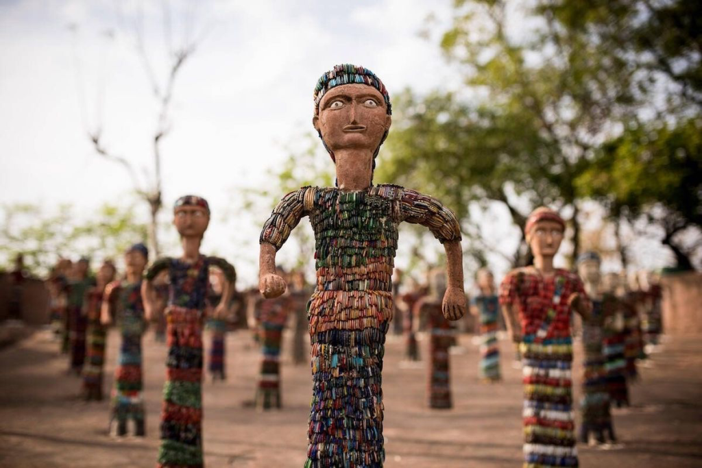 sculpture made from sustainable materials like bangles