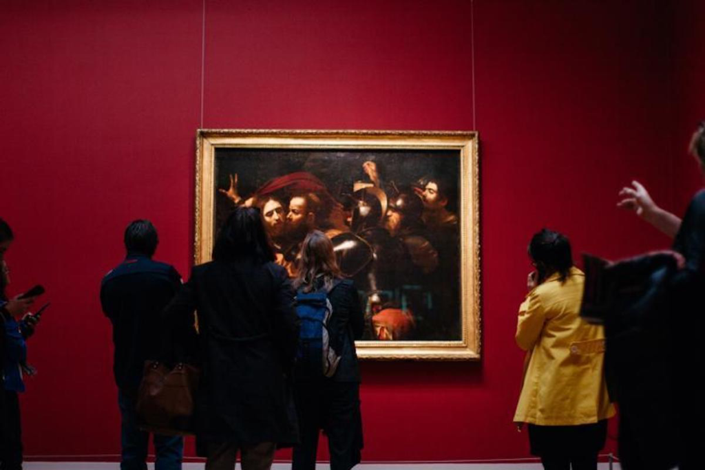 viewing a Carravagio in a museum