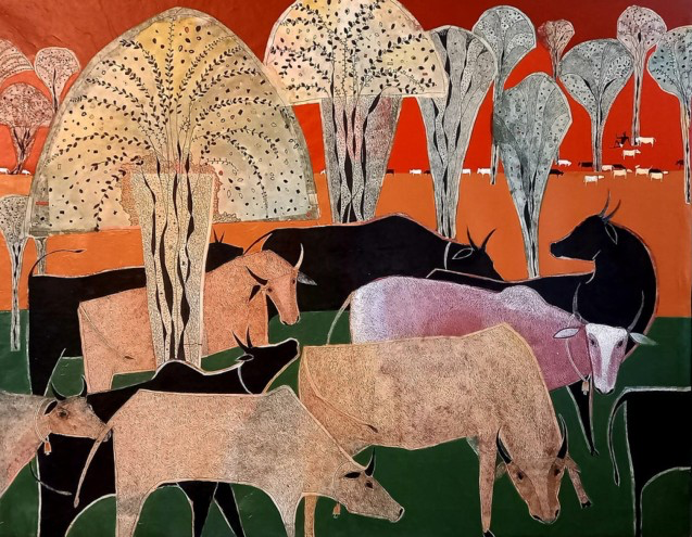 Mixed media on canvas by Haren Thakur