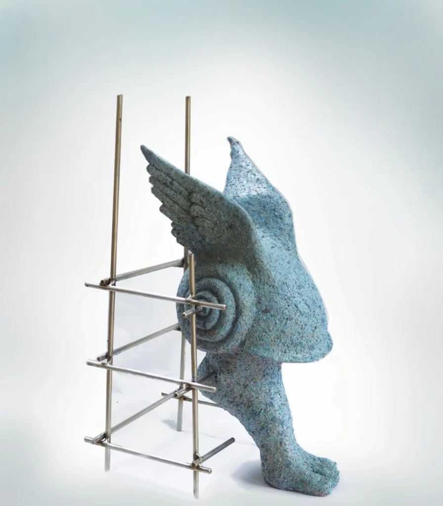 Gunasekar Jeyapal. Motivated To My Self (2020). Terracotta and Stainless Steel, 26x18x16 in. 