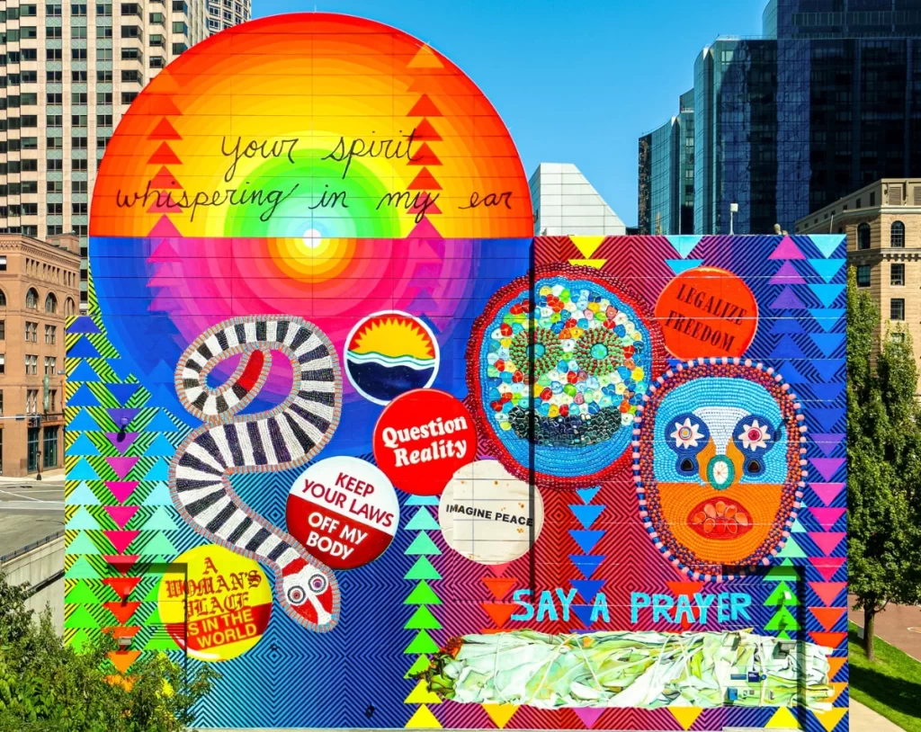 Jeffrey Gibson’s painting, Your spirit whispering in my ear (2025) which sold big at Art Basel Hong Kong Sales report 2025 Courtesy - Hyperallergic