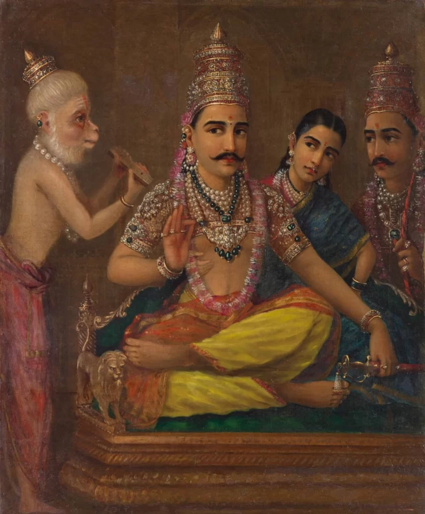 Raja Ravi Varma. Hanuman’s Discourse (1870). Courtesy - Saffronart via Facebook