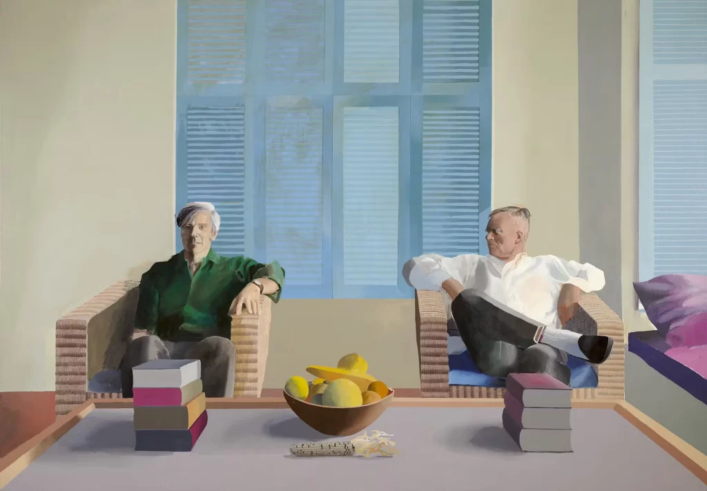 David Hockney, Christopher Isherwood and Don Bachardy, 1968 . Image Courtesy of lmvh
