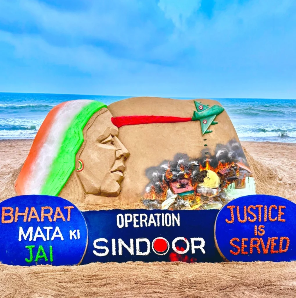 Artists Sudarsan Pattnaik makes sand art of Operation Sindoor Courtesy - Sudarsan Pattnaik via X