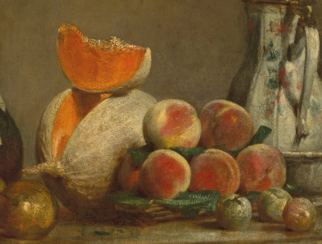 Jean Siméon Chardin, The Cut Melon or Le Melon entamé, 1760 (detail). Courtesy - Christie's