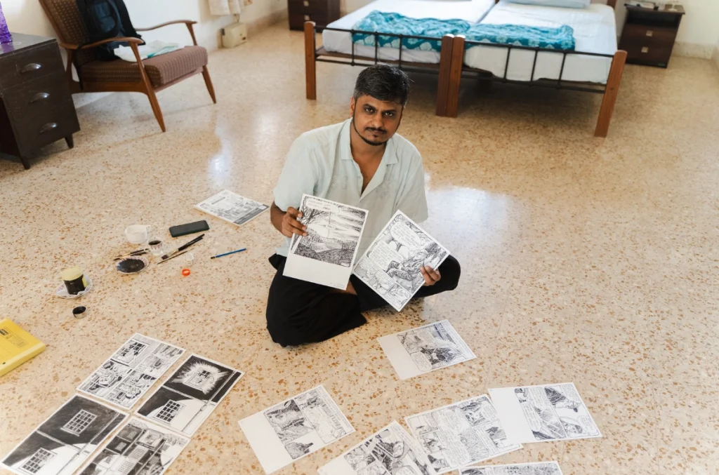 Lokesh Khodke at the Sunaparanta Goa Centre for the Arts (Goa) Courtesy - Samuel Adams