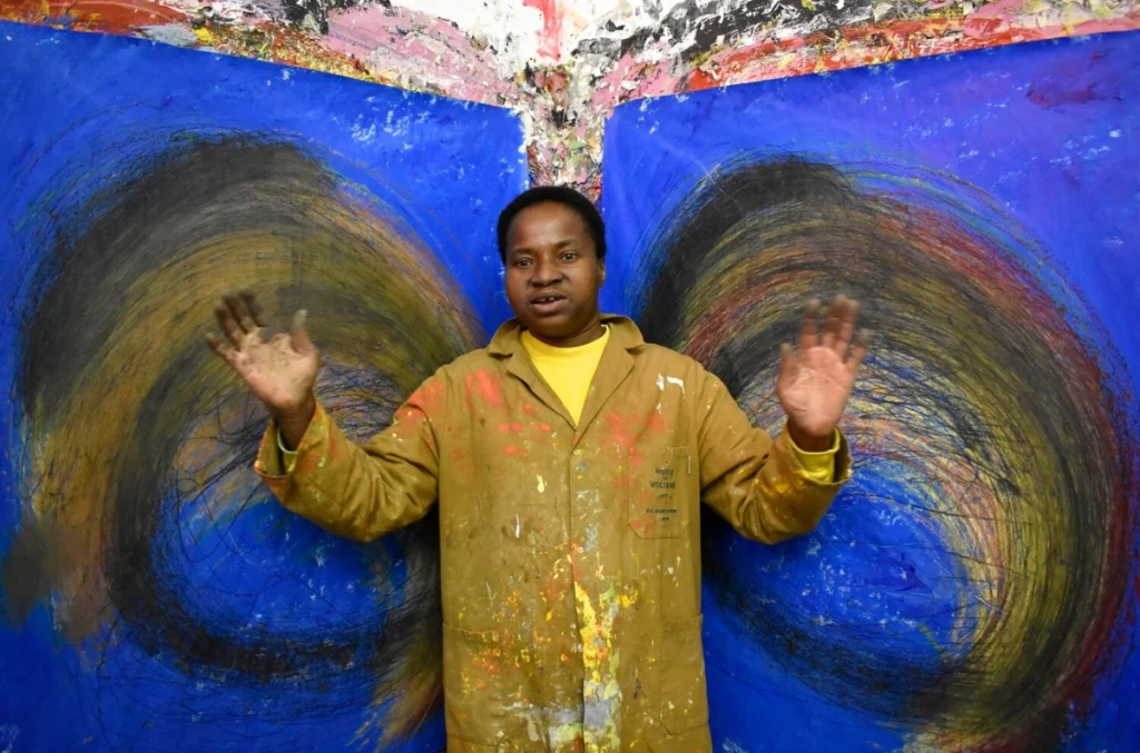 Nnena Kalu in the studio with Vortex Drawings Courtesy - Nnena Kalu and ActionSpace