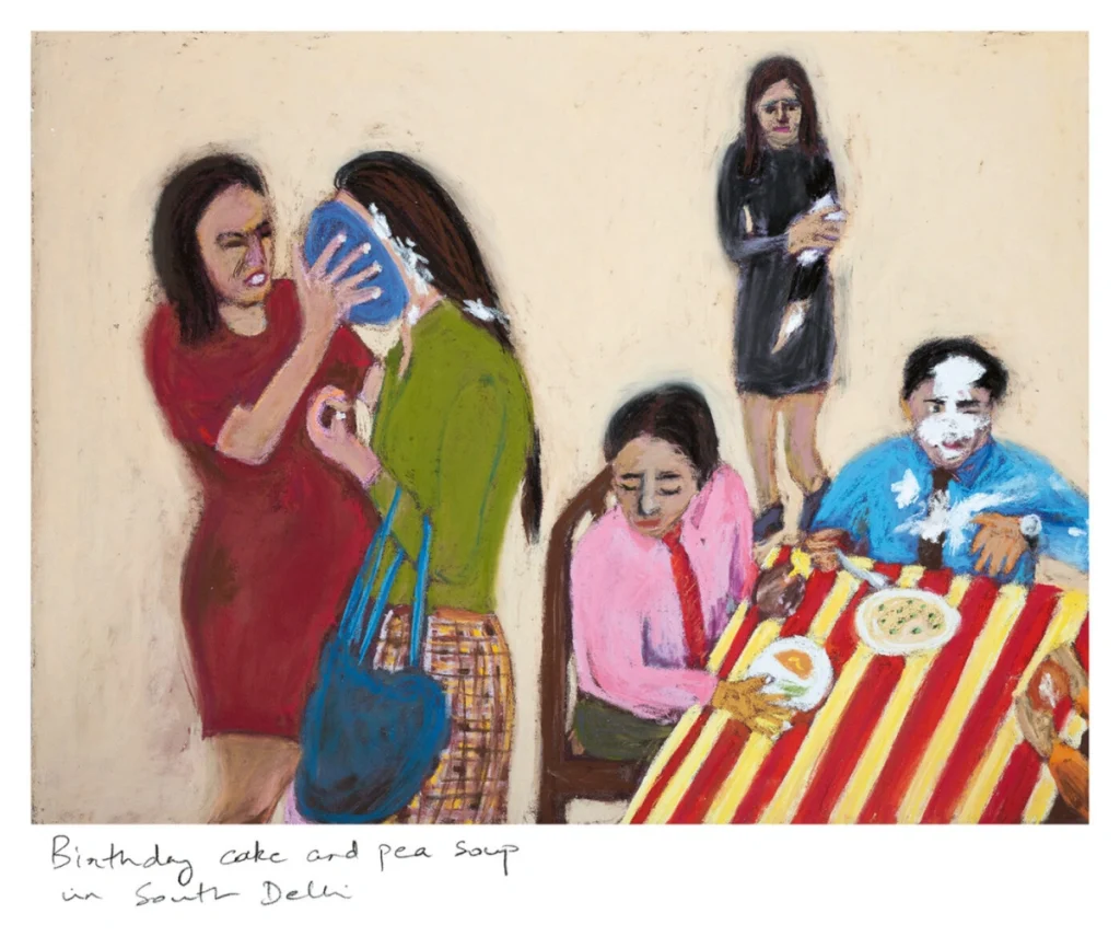 Sohrab Hura. Birthday cake and pea soup in South Delhi, 2023. From Sohrab Hura, Things Felt But Not Quite Expressed. Courtesy of MACK and the artist.