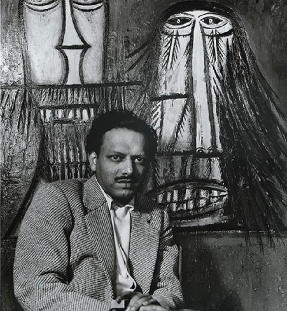 F.N. Souza in his studio, 1958, Image Courtesy: Grosvenor Gallery