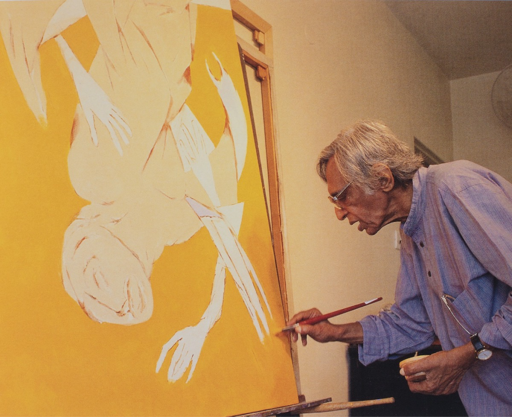 Tyeb Mehta with Paintbrush