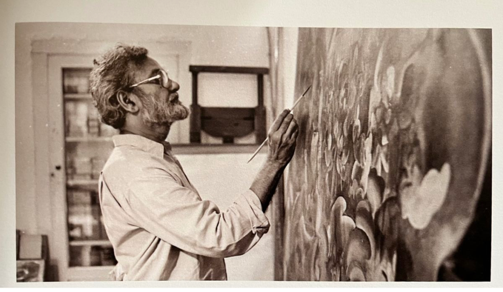 Gulammahommed Sheikh in his studio; Photograph by Navroze Contractor
