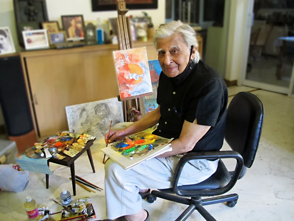 Krishen khanna works in his studio
