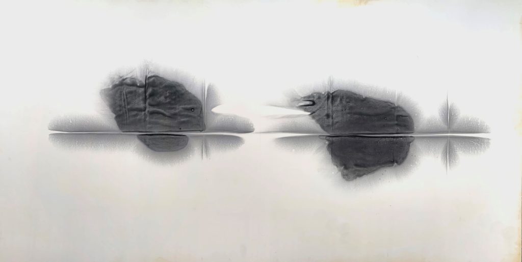 oil and casein on silk art