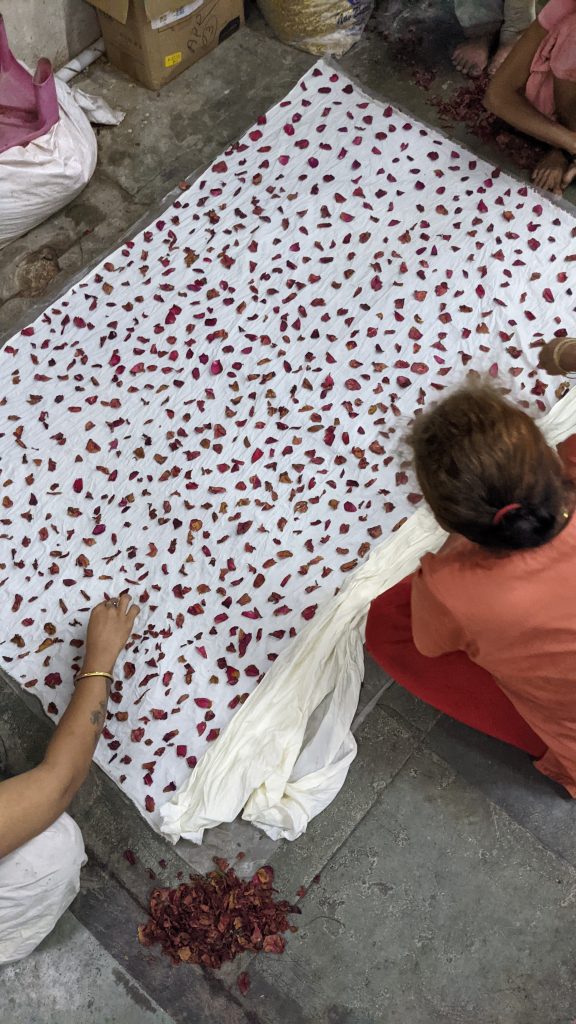 Indian woman creating cotton