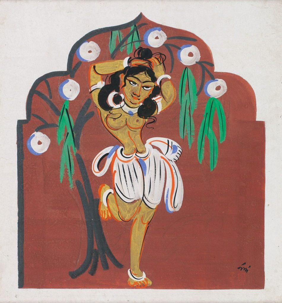 Art by Nandalal Bose- Standing Figure Under A Kadam Tree