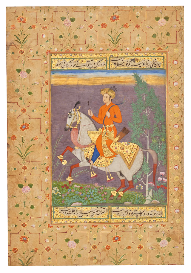 A Prince Hawking, from the late Shah Jahan Album, attributed to Muhammad Ali (around 1610)
Image Courtesy: Christie's