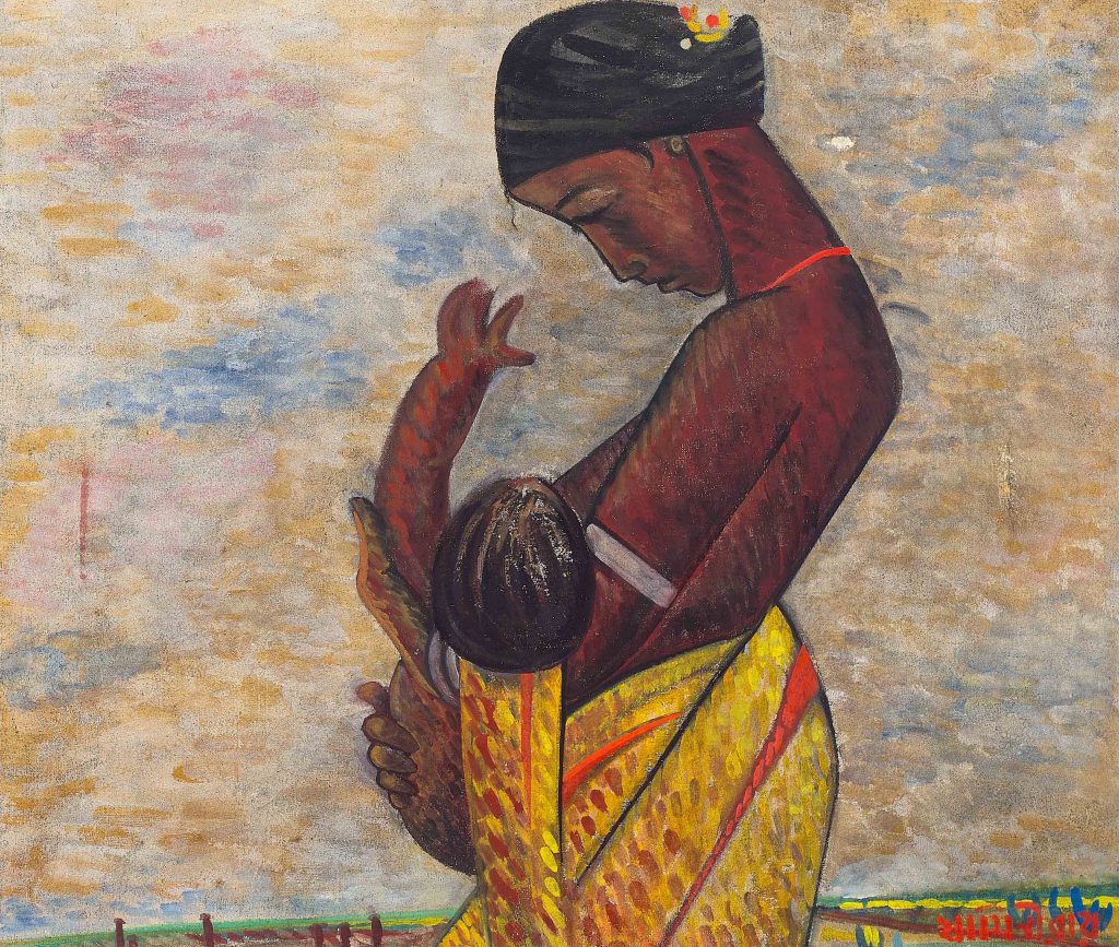 Painting Mother and Child by Jamini Roy