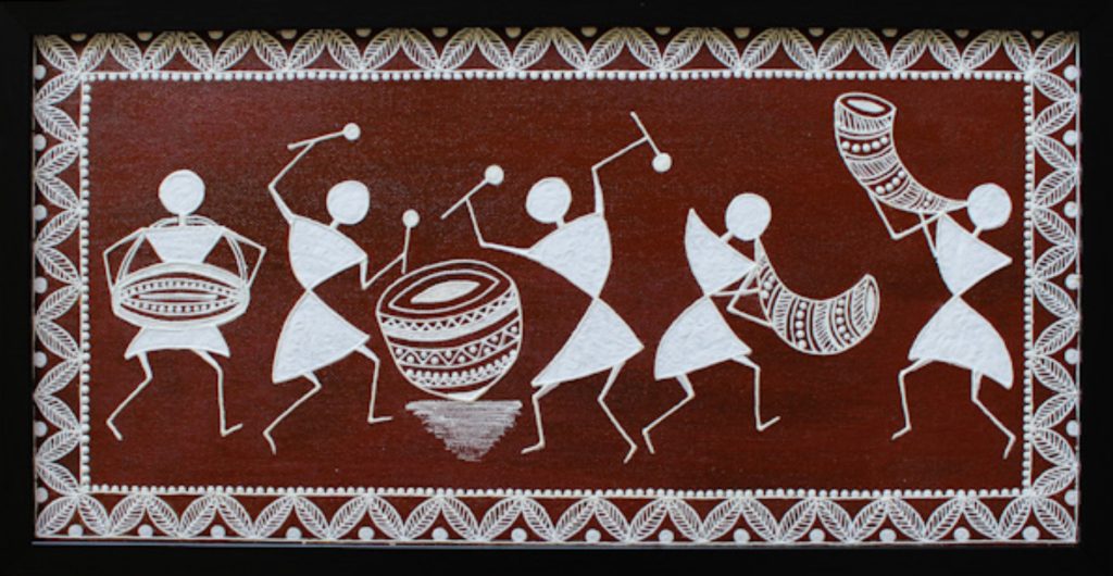 Warli art is a tribal painting tradition from Maharashtra that is known for its simple forms, white motifs, and strong connection to daily life