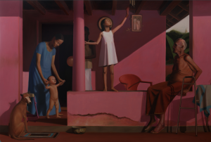 Tom Vattakuzhy Wind Chime, 2026 Oil on Canvas 6 x 9 ft Image Courtesy of AstaGuru UK and Asian Art in London